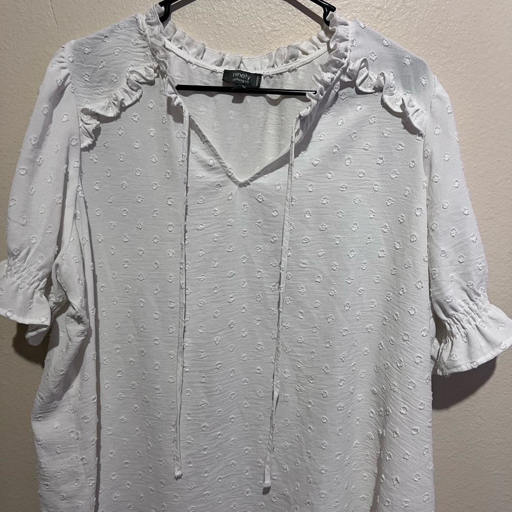 White Textured Women's Top